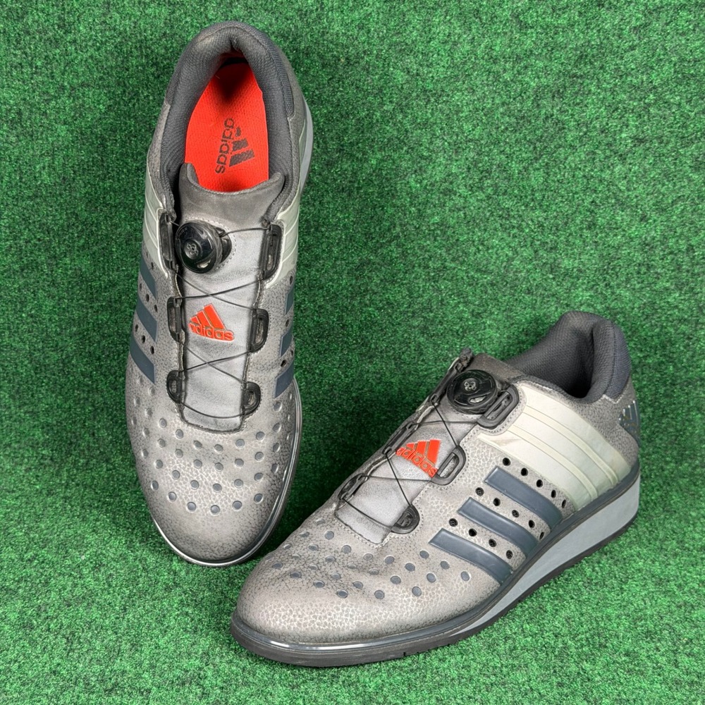 Adidas AdiPower Weightlifting Shoes Mens 13 Silver Grey BOA Squat Gym Training